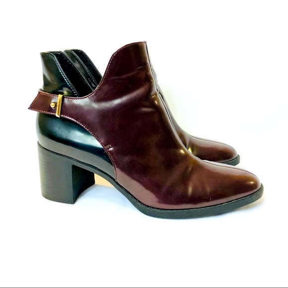 Zara Shoes - Zara TRF Black Burgundy Two Tone Cut Out Booties 9